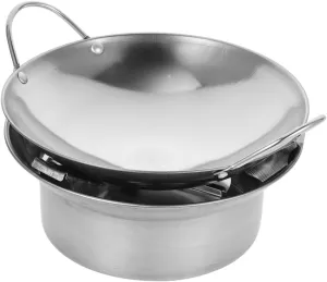 Zerodeko Dual Handle Stainless Steel Soup Pot Multifunction Hot Pot for Outdoor Portable Hot Pot Grill Stovetop Pot for Household