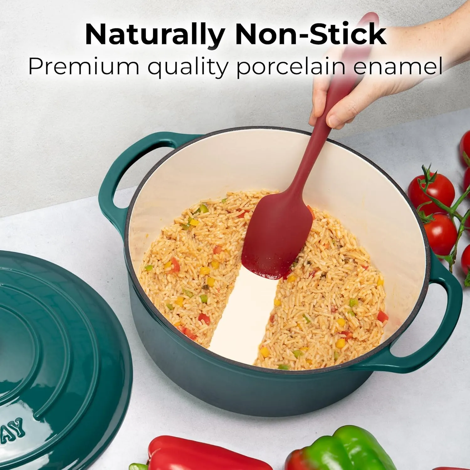 Zulay Kitchen 6 Quart Enameled Cast Iron Dutch Oven with Lid – Premium Durability & Oven Safe up to 500°F – Heavy Duty Cookware Perfect for Bread Baking, Stews, Braising & Roasting – Emerald