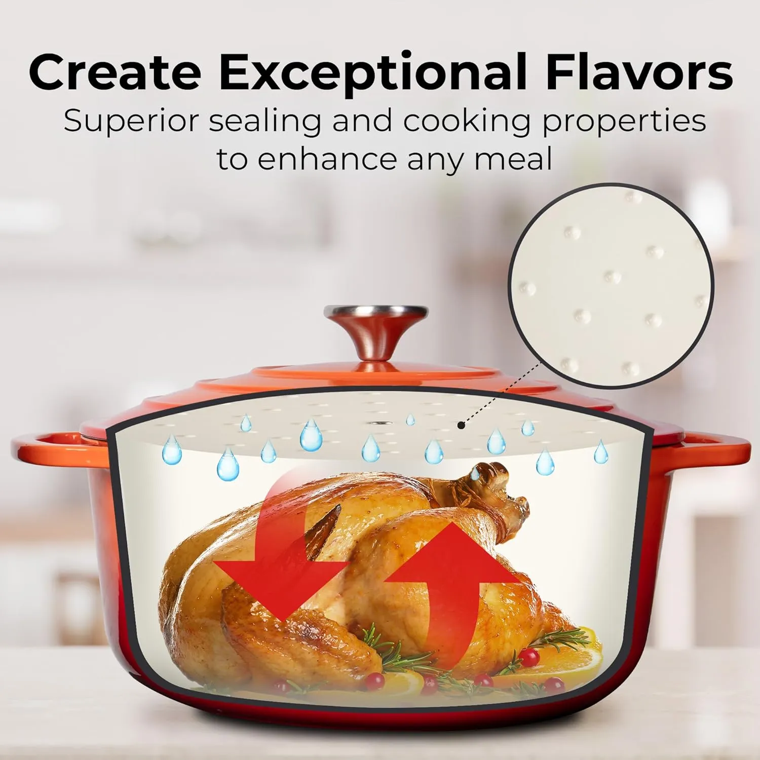 Zulay Kitchen 6 Quart Enameled Cast Iron Dutch Oven with Lid – Premium Durability & Oven Safe up to 500°F – Heavy Duty Cookware Perfect for Bread Baking, Stews, Braising & Roasting – Fire Opal
