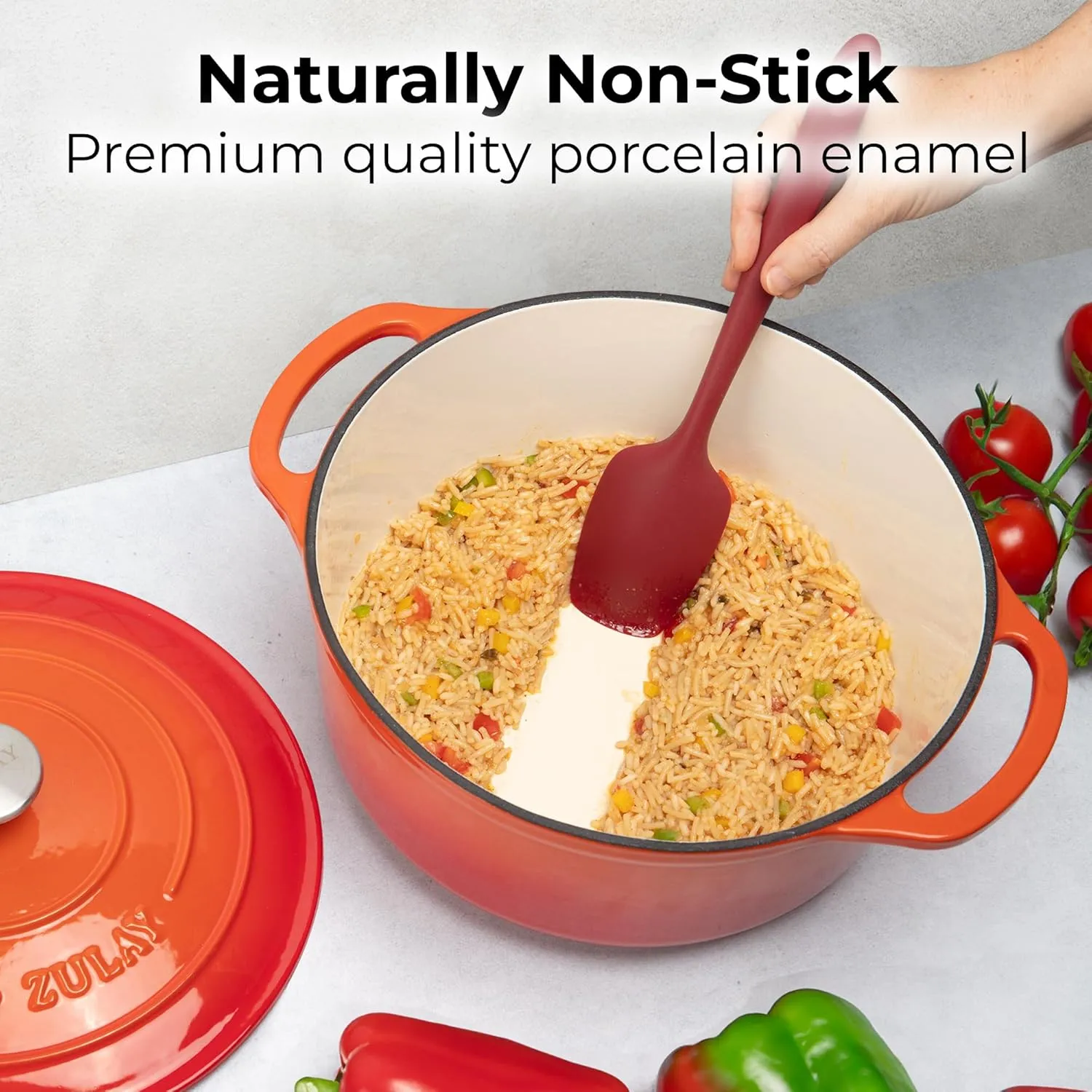 Zulay Kitchen 6 Quart Enameled Cast Iron Dutch Oven with Lid – Premium Durability & Oven Safe up to 500°F – Heavy Duty Cookware Perfect for Bread Baking, Stews, Braising & Roasting – Fire Opal