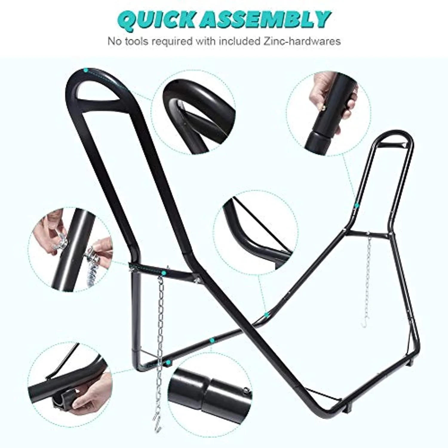 Zupapa 2 Person Steel Hammock Stand 550 lb Capacity, Portable Hammock Frame Stand Heavy Duty for 9 to 14Feet Hammocks, Carry Bag Included