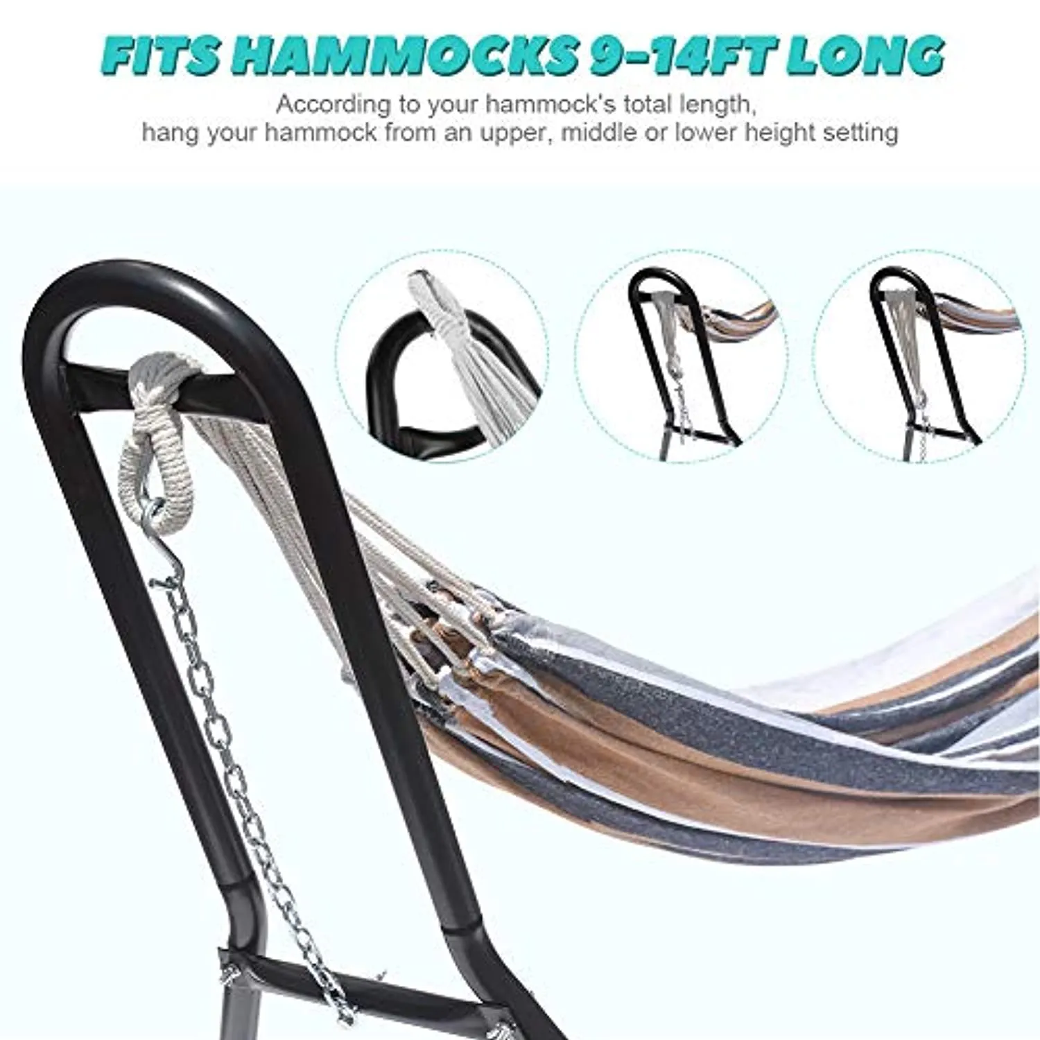Zupapa 2 Person Steel Hammock Stand 550 lb Capacity, Portable Hammock Frame Stand Heavy Duty for 9 to 14Feet Hammocks, Carry Bag Included