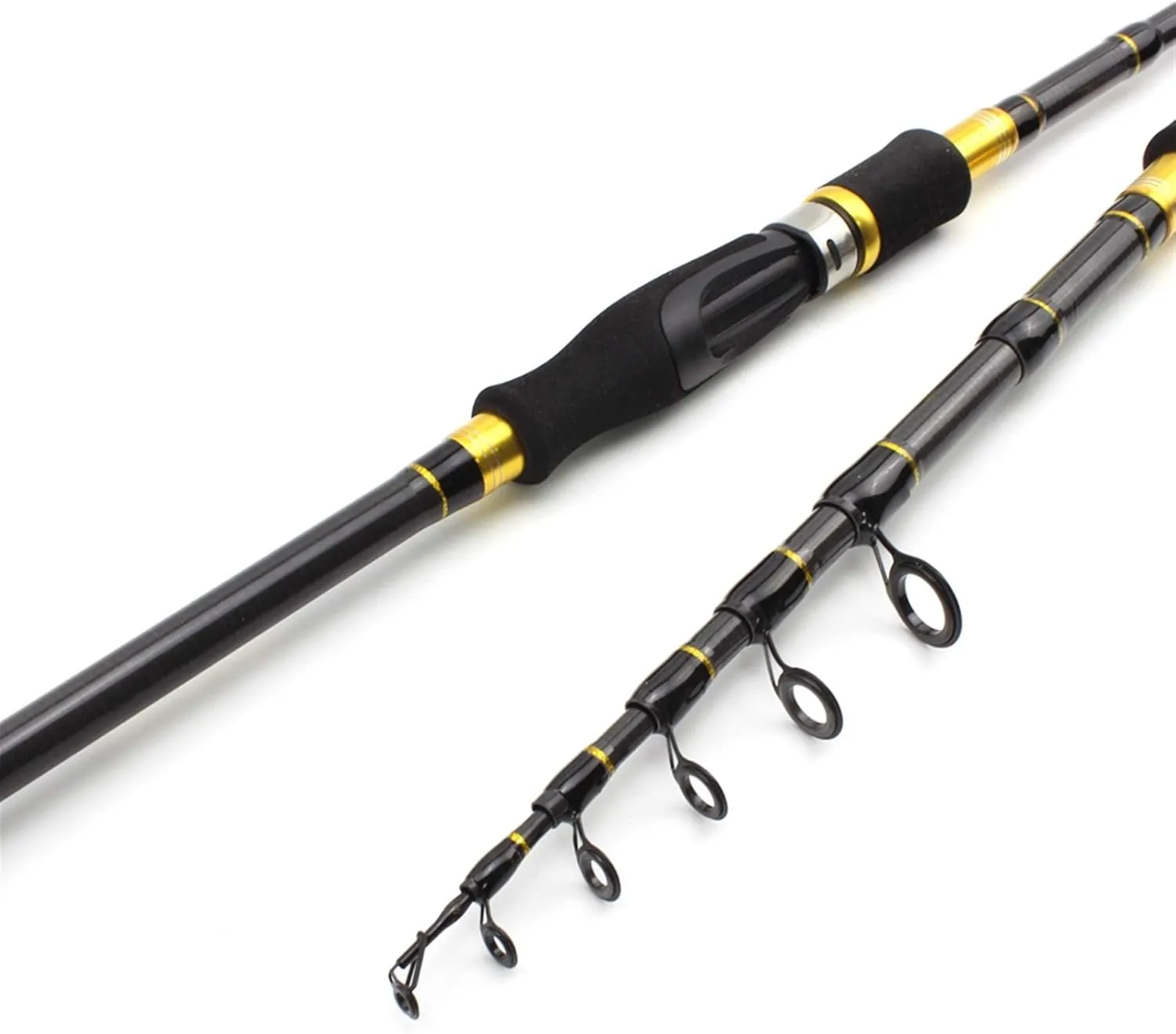 ZYHYD New 1.8m2.1m2.4m2.7m Compact Fishing Rod Carbon M Power Bait 7g -28g Telescopic Fishing Rod Telescopic luya sea Rod ZYHYD (Length : 2.1 m)